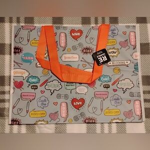 Reusable Tote Bag with Orange Handles